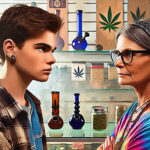 Gen Z with older lady in smoke shop