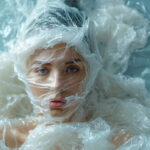 Illustration Woman Wrapped in Plastic