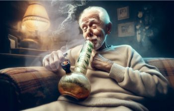 Image of a grandfather smoking cannabis